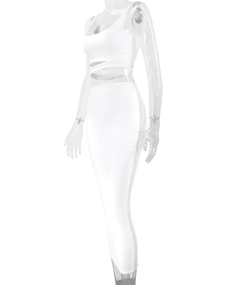 Women's Pleated Hollowout Two-Piece Dress