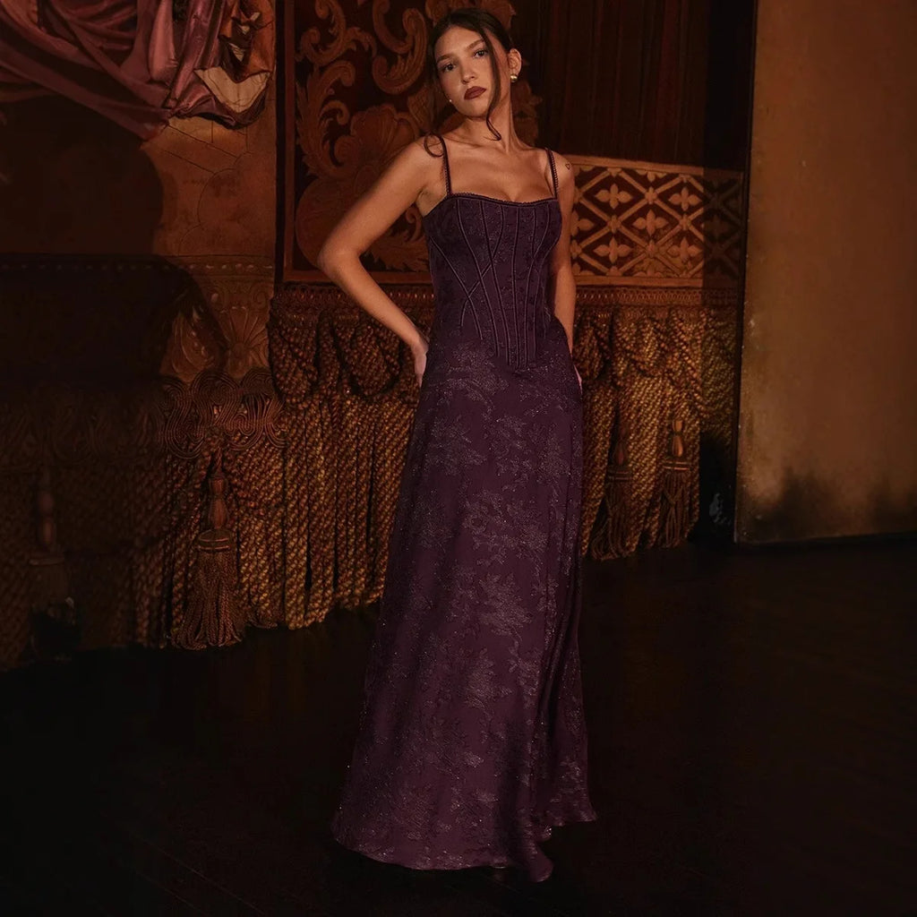 Women's Floral Lace Backless Ball Gown