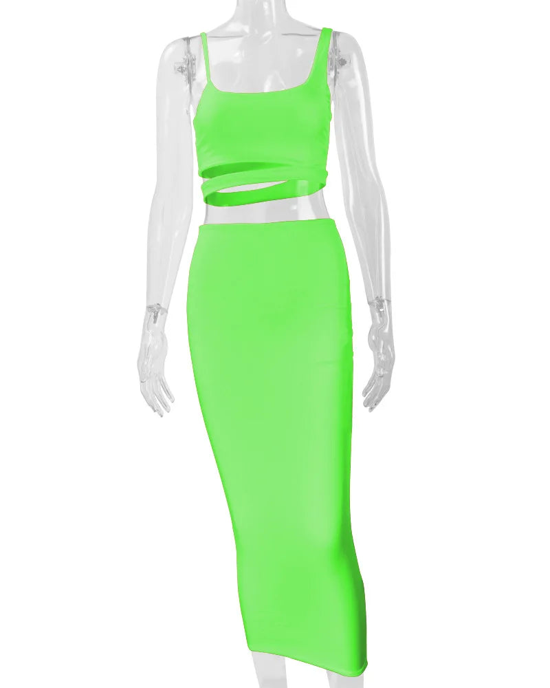 Women's Pleated Hollowout Two-Piece Dress