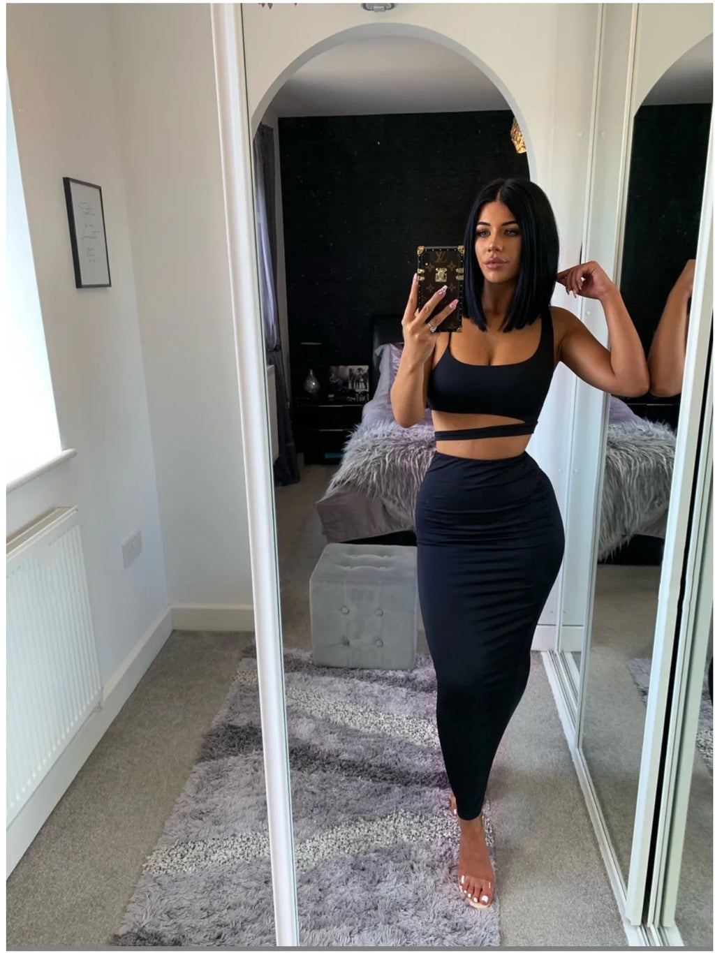Women's Pleated Hollowout Two-Piece Dress