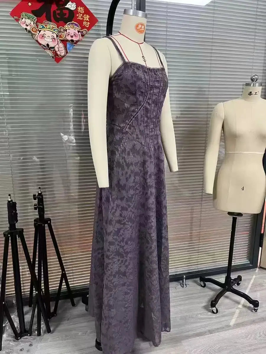 Women's Floral Lace Backless Ball Gown