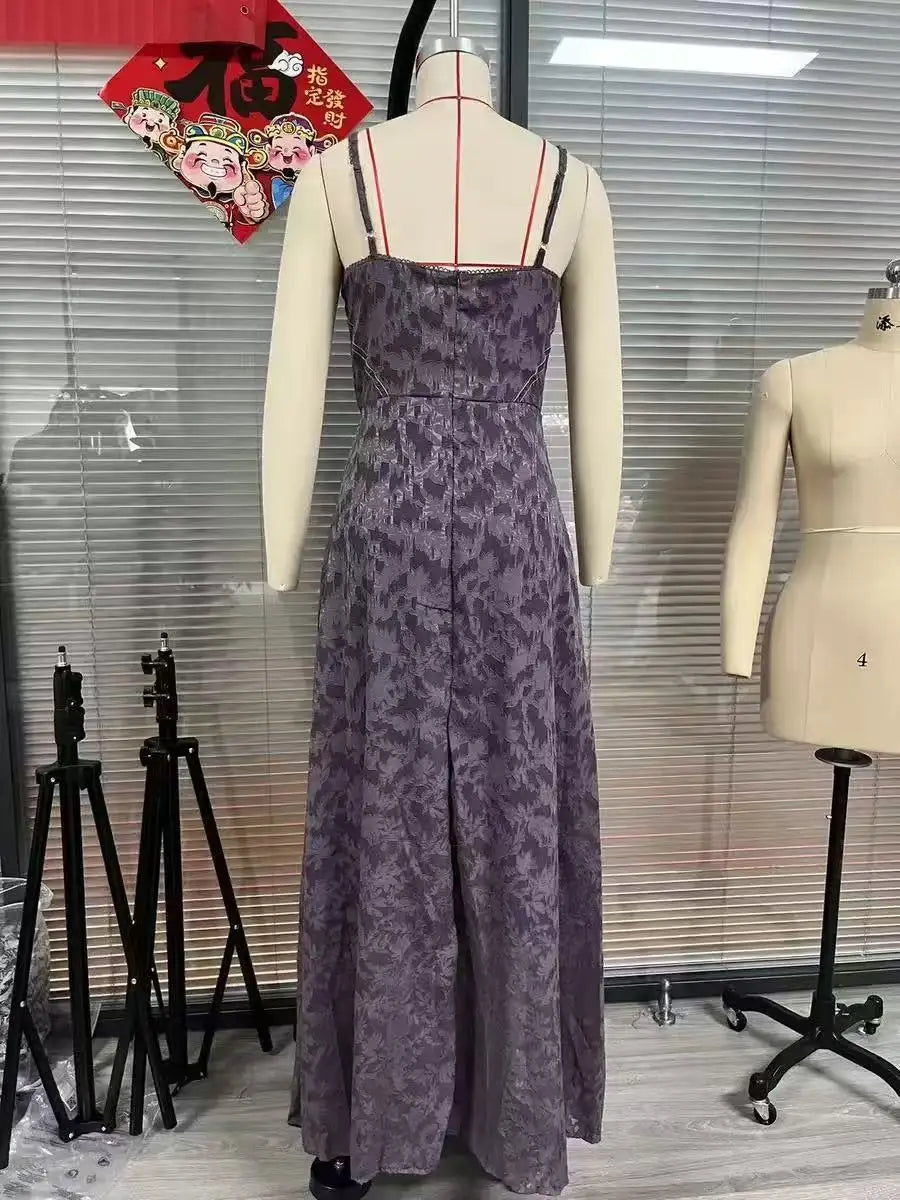Women's Floral Lace Backless Ball Gown