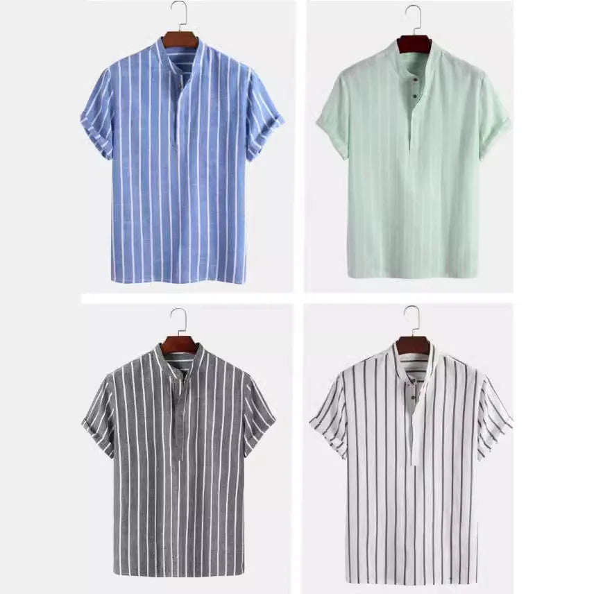 Men's Striped Linen Casual Shirt