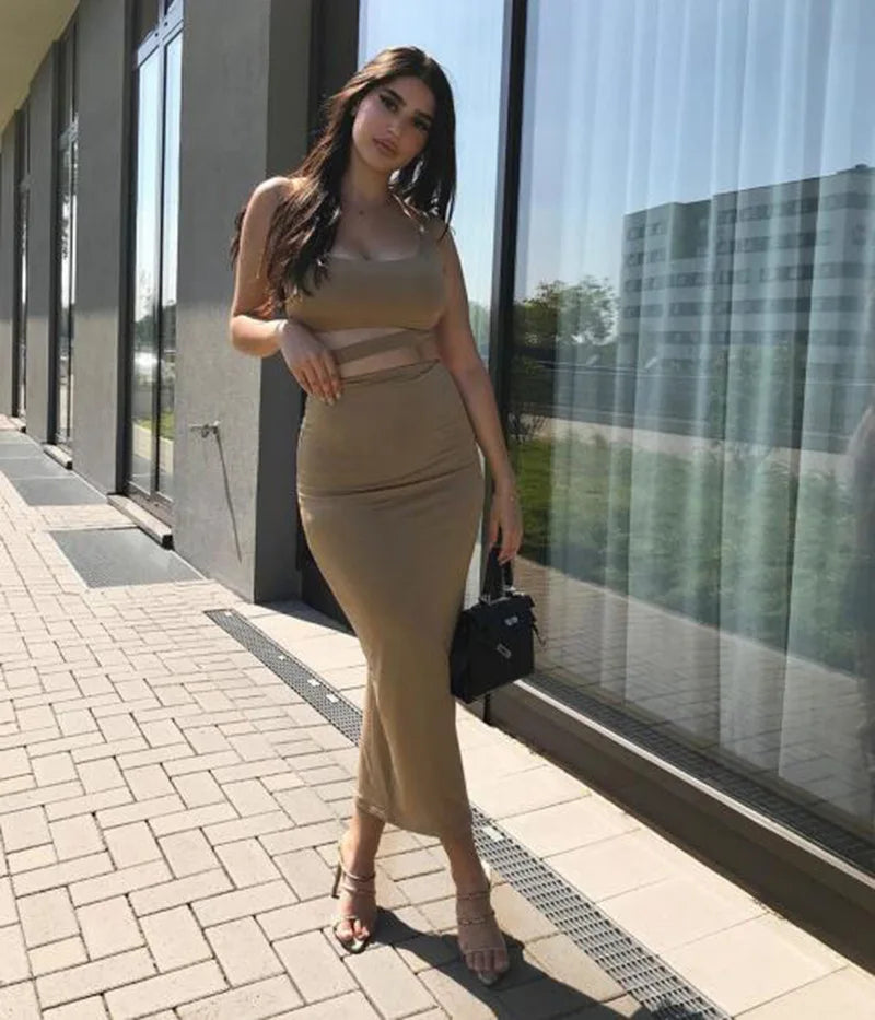 Women's Pleated Hollowout Two-Piece Dress