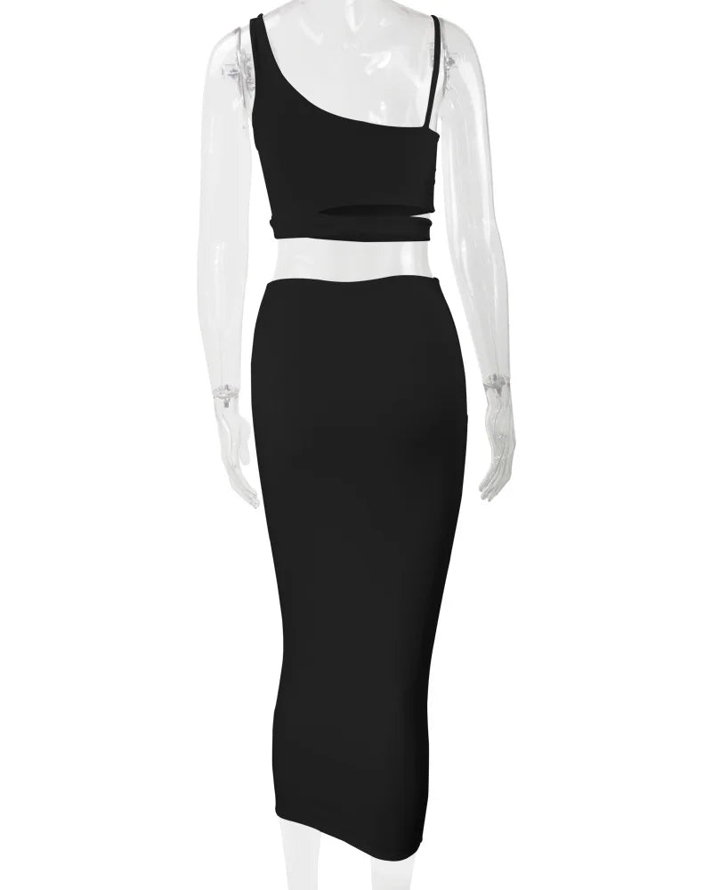Women's Pleated Hollowout Two-Piece Dress