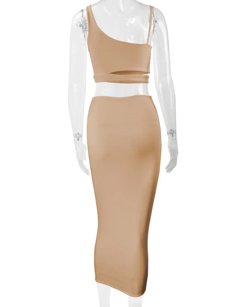 Women's Pleated Hollowout Two-Piece Dress