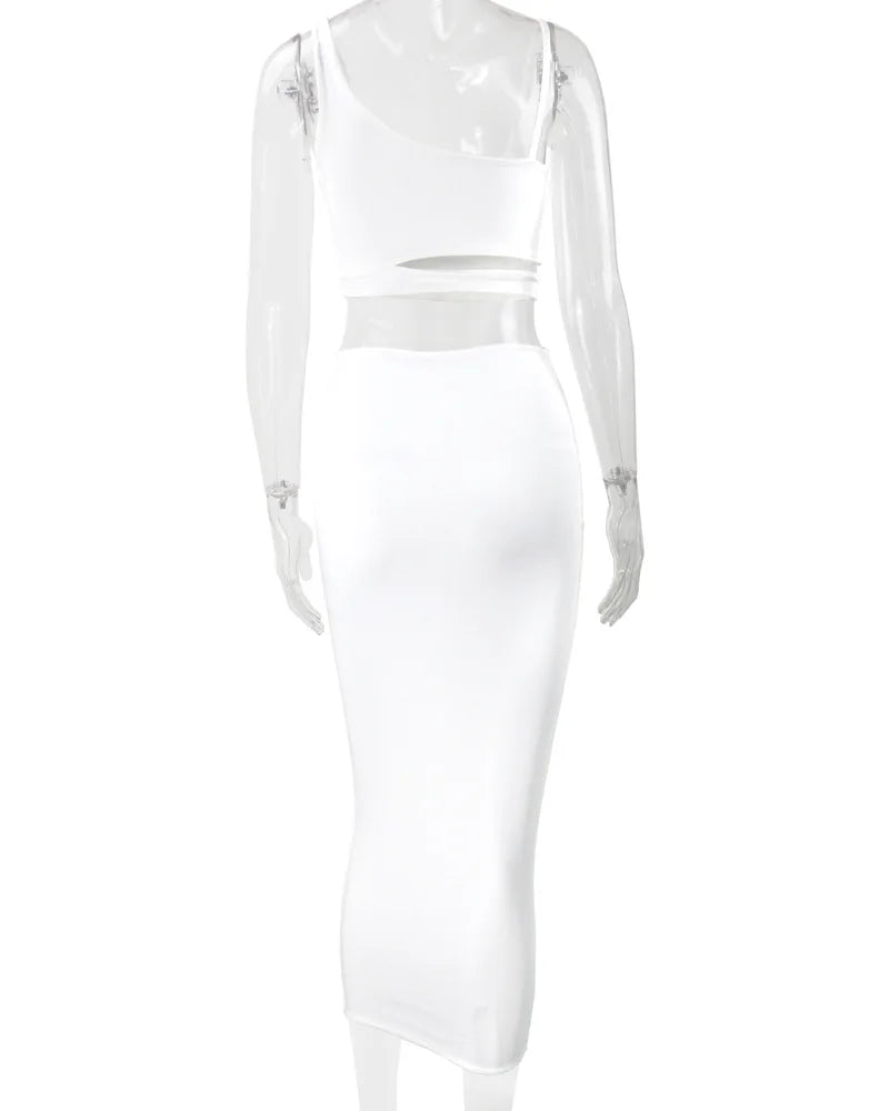 Women's Pleated Hollowout Two-Piece Dress